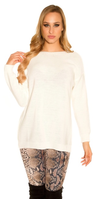 Trendy knit sweater with bow on the back White